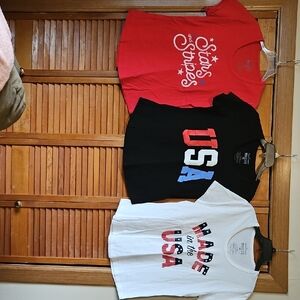 Patriotic Women's Short Sleeve Tee Set - Red, Black, White